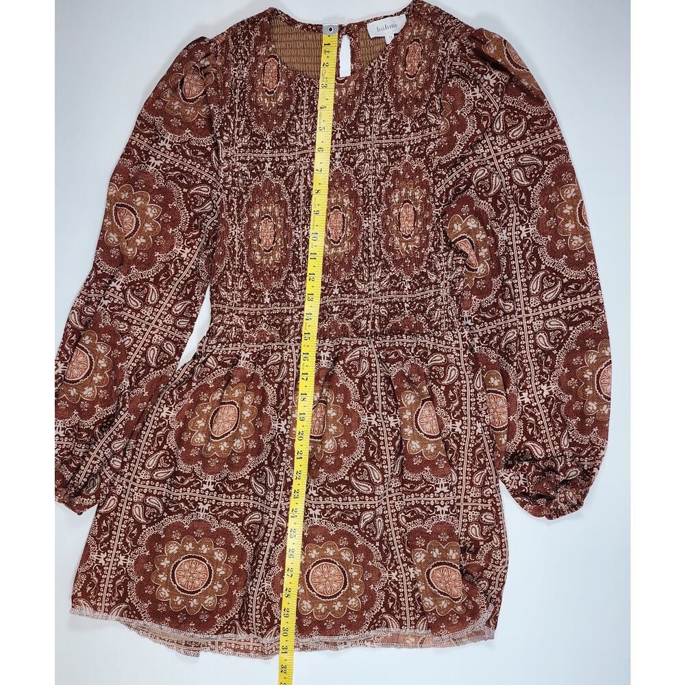 BOHME Boho Y2K Festival Paisley Peasant‎ Smocked Mini Dress M - Picture 7 of 11
